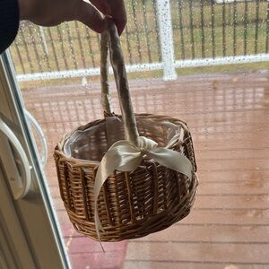 Wicker Basket with Cream Ribbon